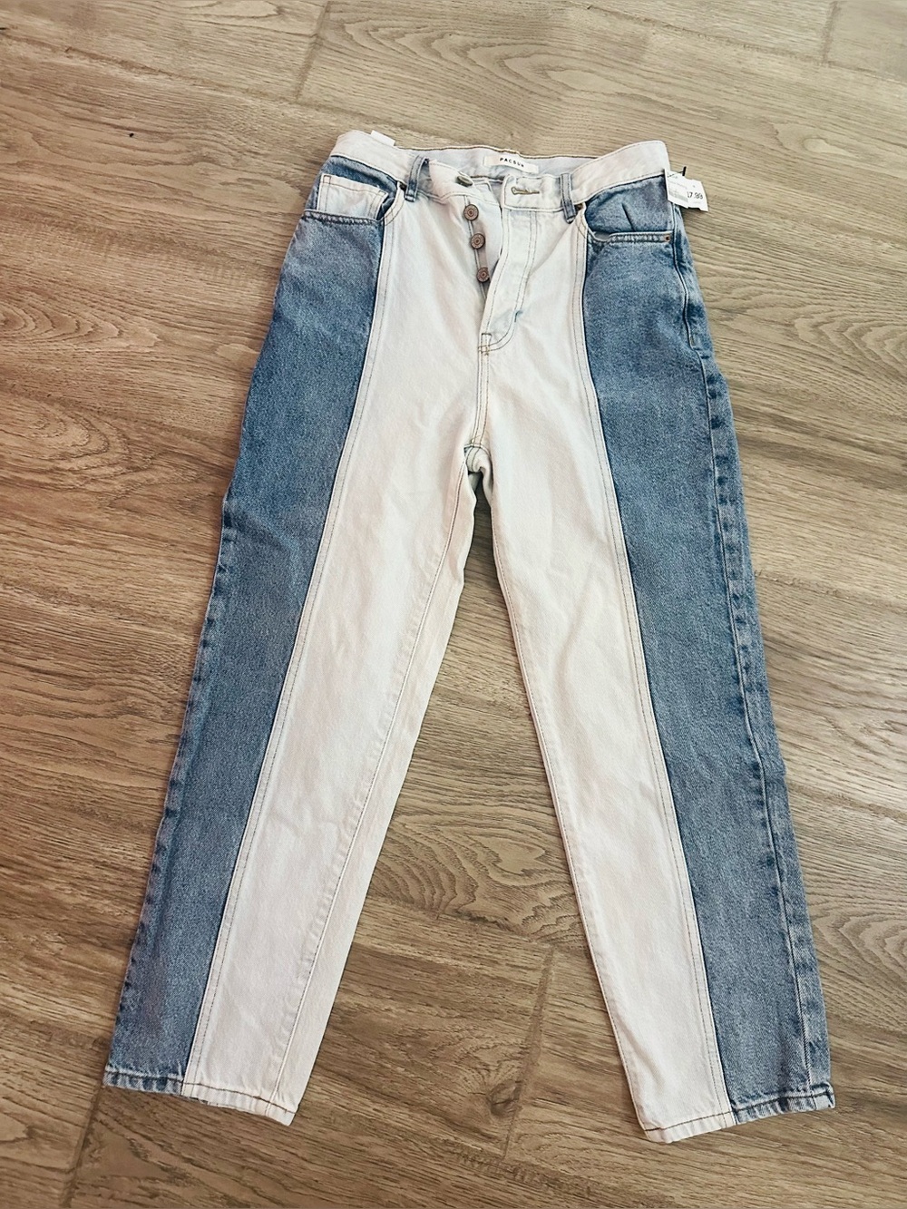 PacSun Two-Tone Blue and White High-Rise Panel Jeans